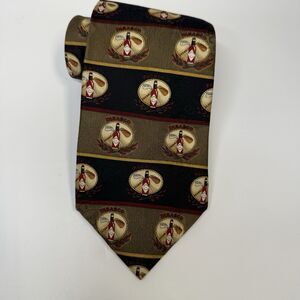 Tabasco Hot Sauce And Golf Club Theme Black Tan Red 100% Silk Neck Tie